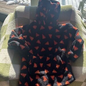 Cozy Black and Pizza Hooded Fleece Robe